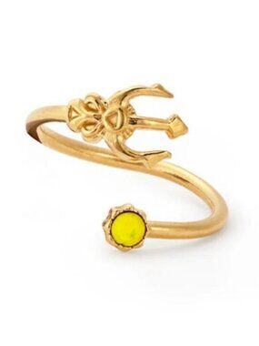 ALEX AND ANI Trident Yellow Stone Wrap Ring 14KT Gold Plated NEW